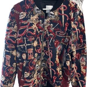 Colorful Skeleton Print Bomber Jacket